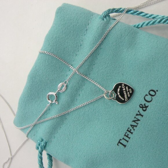 New Return to Tiffany & Co 925 Silver Mini Heart Tag Pendant 18" Chain Necklace - Picture 6 of 10